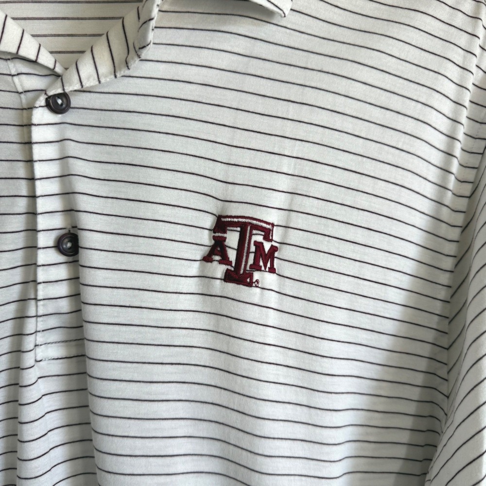 Peter Millar Texas A&M Aggies Polo Shirt Mens M Striped Cotton Golf Preppy NCAA - Picture 3 of 13